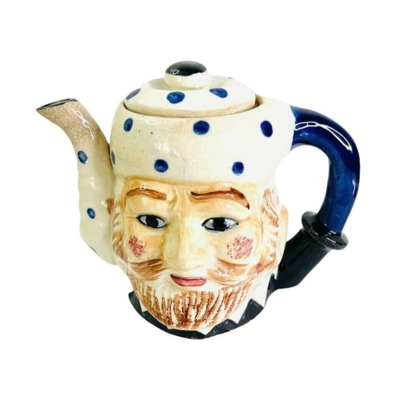 Teapot Vintage Toby Style Bearded Man Hand Painted Made in Japan 5" x 7" - Picture 1 of 8